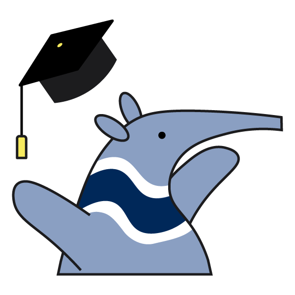 Peter the Anteater with a graduation cap